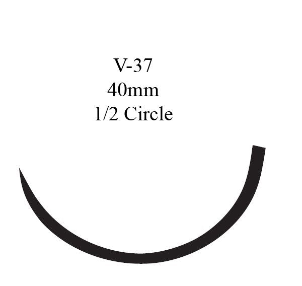 Nonabsorbable Suture with Needle Ethibond Polyester V-37 1/2 Circle Taper Cutting Needle Size 5 Braided 