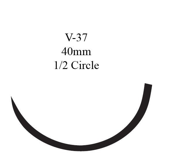 Nonabsorbable Suture with Needle Ethibond Polyester V-37 1/2 Circle Taper Cutting Needle Size 5 Braided (Box of 12) 