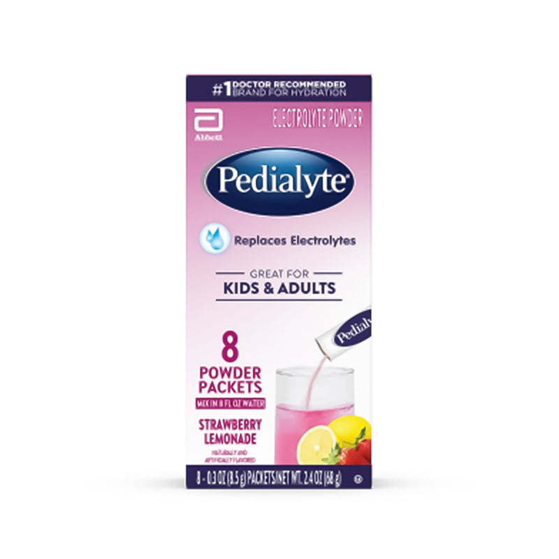 Abbott Nutrition Oral Electrolyte Solution Pedialyte Powder Packs Strawberry Lemonade 8.5 Gram (64/CS)