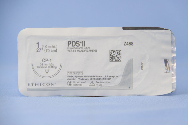 Absorbable Suture with Needle PDS II Polydioxanone CP-1 1/2 Circle Reverse Cutting Needle Size 1 Monofilament 