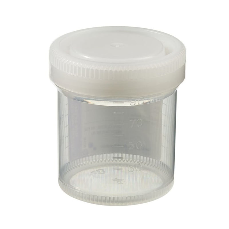 Specimen Container Samco Wide-Mouth Bio-Tite 53 mm Opening 90 mL (3 oz.) Screw Cap Patient Information Sterile (300/CS)