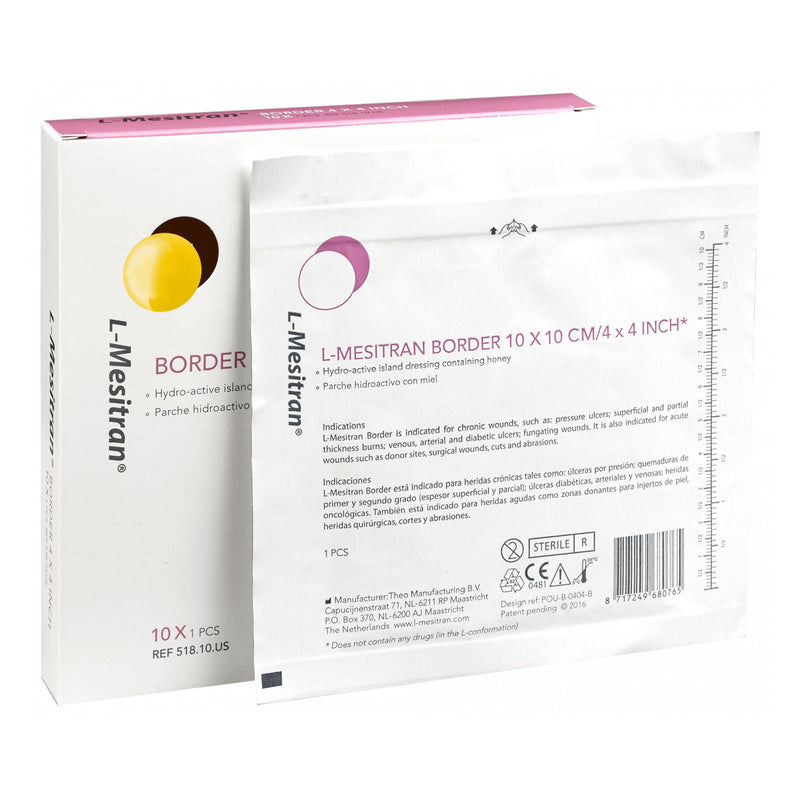 Honey Wound and Burn Dressing L-Mesitran Square 4 X 4 Inch Sheet Sterile Acrylic Adhesive