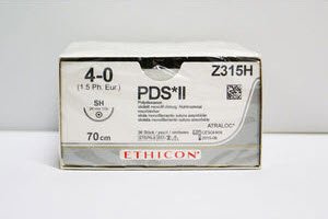 Absorbable Suture with Needle PDS II Polydioxanone SH 1/2 Circle Taper Point Needle Size 4-0 Monofilament