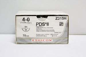 Absorbable Suture with Needle PDS II Polydioxanone SH 1/2 Circle Taper Point Needle Size 4-0 Monofilament 