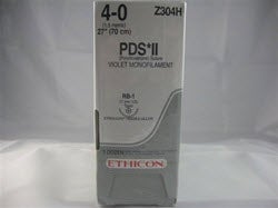 Absorbable Suture with Needle PDS II Polydioxanone RB-1 1/2 Circle Taper Point Needle Size 4-0 Monofilament (Box of 36)