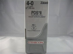 Absorbable Suture with Needle PDS II Polydioxanone RB-1 1/2 Circle Taper Point Needle Size 4-0 Monofilament 