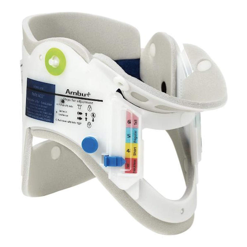Extrication Cervical Collar with Headwedge Ambu Perfit ACE Preformed Adult One Size Fits Most One-Piece / Trachea Opening Adjustable Height Adjustable Neck Circumference (Case of 30)