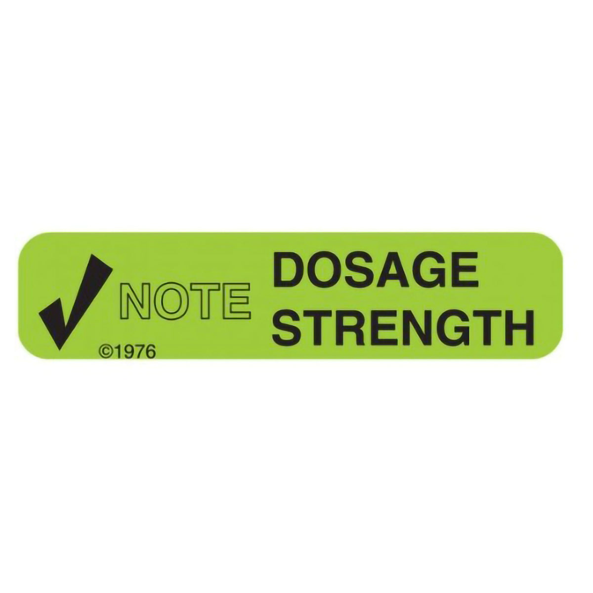 Pre-Printed Label PDC Auxiliary Label Green Permanent Paper Note Dosage Strength Black Safety and Instructional 3/8 X 1-9/16 Inch (Box of 1000)