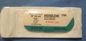 Nonabsorbable Suture with Needle Mersilene Polyester S-24 1/4 Circle Spatula Needle Size 5-0 Braided 
