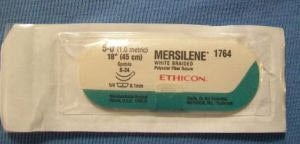 Nonabsorbable Suture with Needle Mersilene Polyester S-24 1/4 Circle Spatula Needle Size 5-0 Braided (Box of 12)