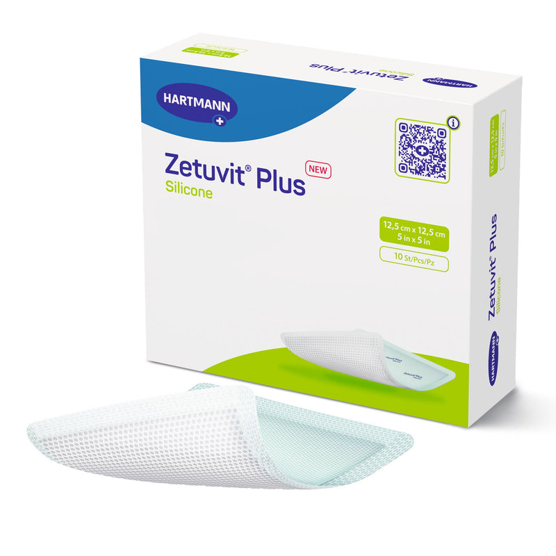 Zetuvit Plus Silicone Super Absorbent Dressing, 5 x 5 Inch (Box of 10)