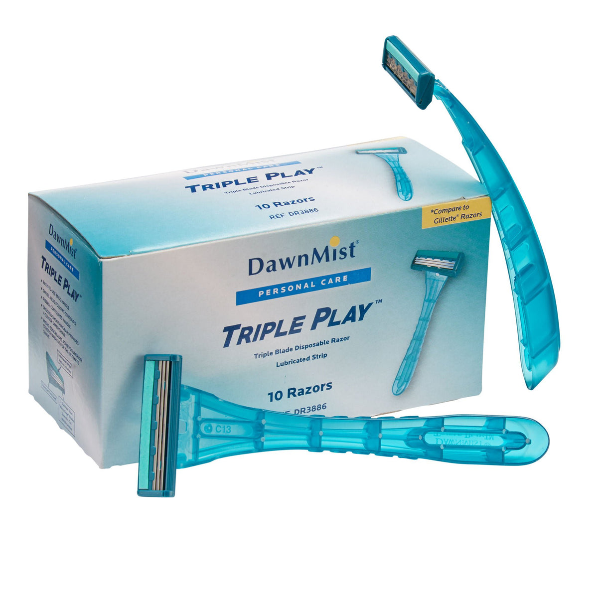DawnMist Triple Play Facial Razor, Disposable (Case of 500)