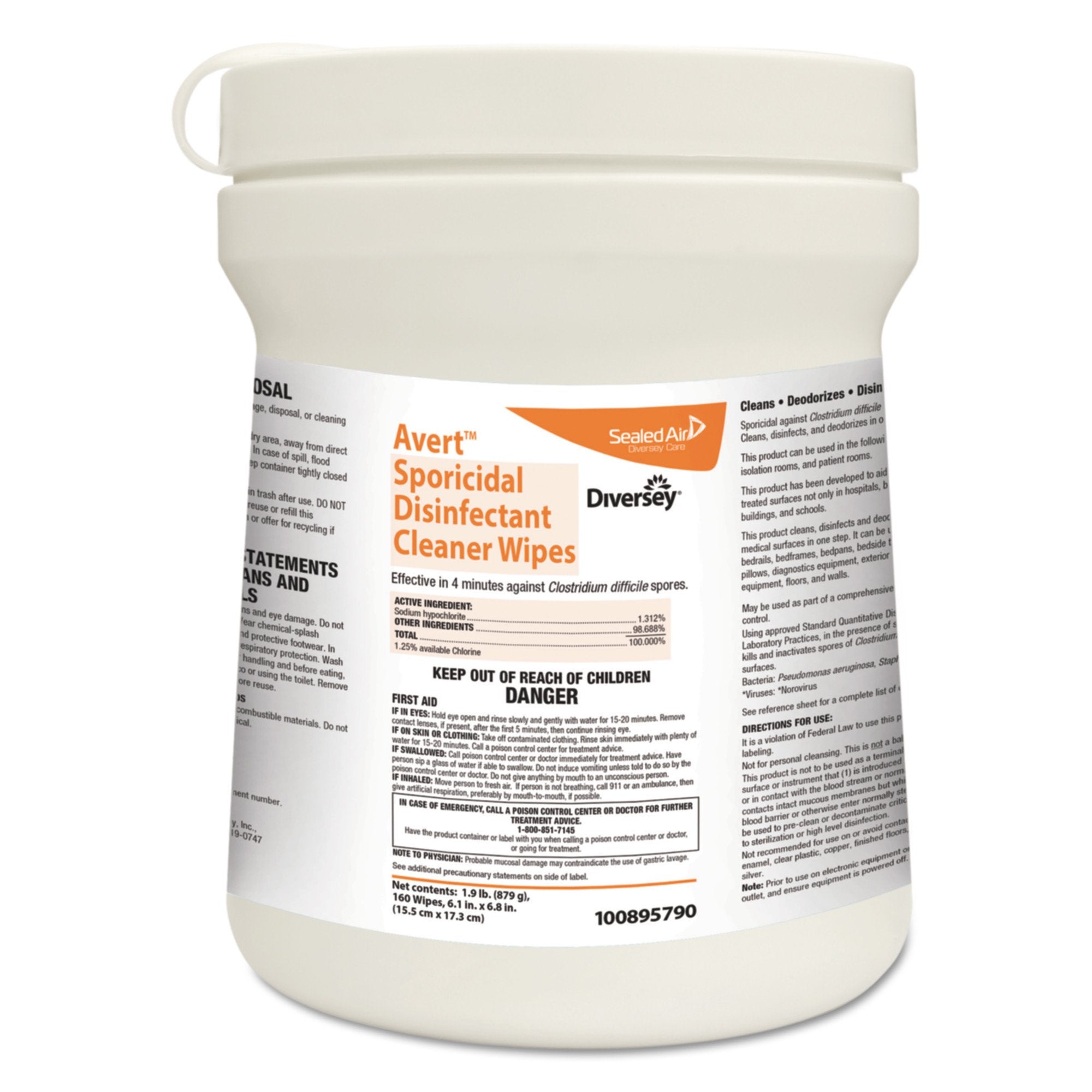 Essendant Co/United Stationers Avert Sodium Hypochlorite Surface Disinfectant Cleaner Wipes (1920/CS) 