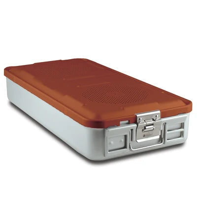 SklarLite Sterilization Container - Full-Size, Safe Lid, Perforated Bottom, 23" x 11" x 4", Red - 10-4040 