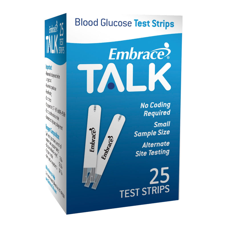 Omnis Health Embrace Talk Blood Glucose Test Strips (Box of 25)