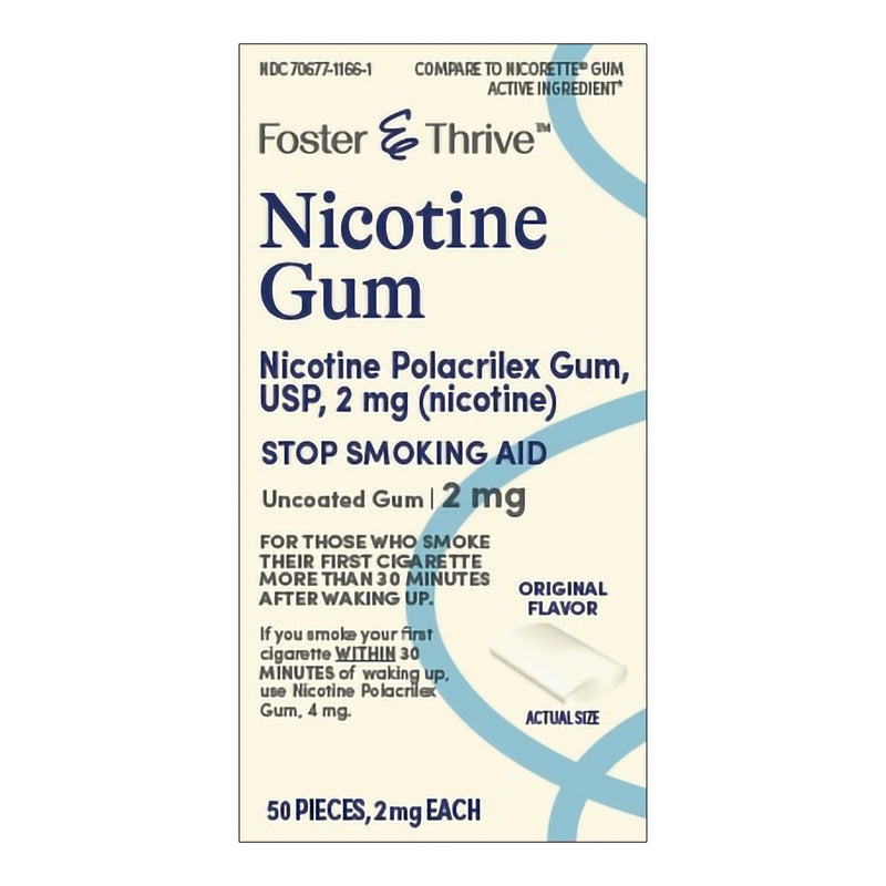 McKesson Brand Foster & Thrive Nicotine Polacrilex 2 mg (Nicotine) Gum, Original Flavor (50/BX) 