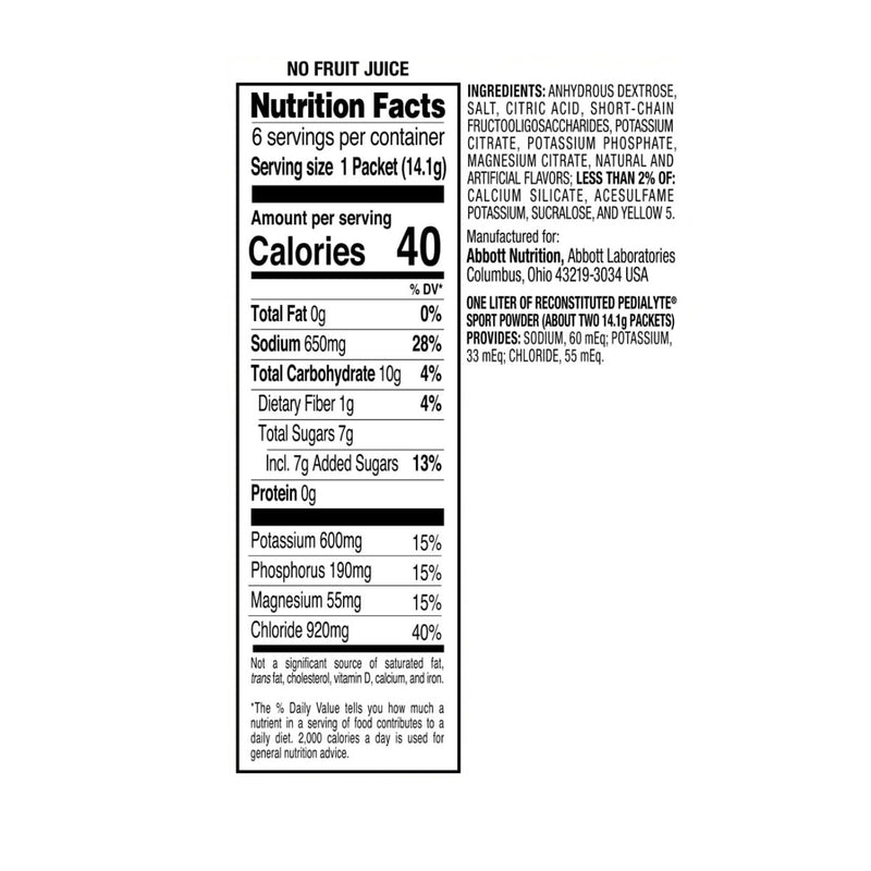 Oral Electrolyte Solution Pedialyte Sport Lemon-Lime Flavor 14.1 Gram (36/CS)