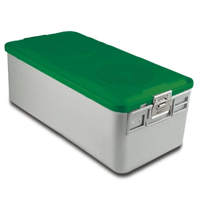SklarLite Sterilization Container - Full-Size, Standard Lid, Perforated Bottom, 23" x 11" x 8", Green - 10-4164 