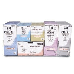 Absorbable Suture with Needle Coated Vicryl Polyglactin 910 TG160-6 1/2 Circle Spatula Needle Size 8-0 Braided 