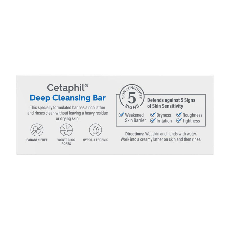 Cetaphil Deep Cleansing Bar Dry to Normal, Sensitive Skin, Gentle Scent 