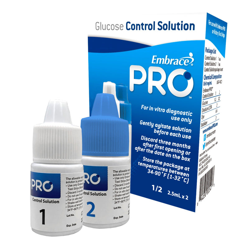 Embrace Pro Control Solution Level 1 & 2 for use w/ Embrace Meter & Test Strips (Vial of 2)