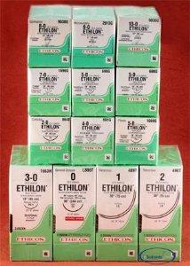 Nonabsorbable Suture with Needle Ethilon Nylon VAS100-4 3/8 Circle Spatula Needle Size 9-0 Monofilament 