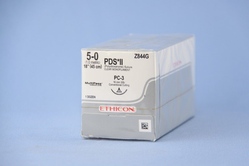 Absorbable Suture with Needle PDS II Polydioxanone PC-3 3/8 Circle Precision Conventional Cutting Needle Size 5-0 Monofilament 