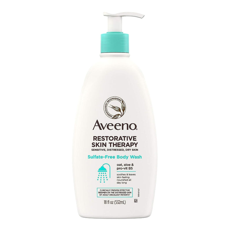 J & J Sales Body Wash Aveeno Restorative Skin Therapy Liquid 18 oz. Pump Bottle Unscented 