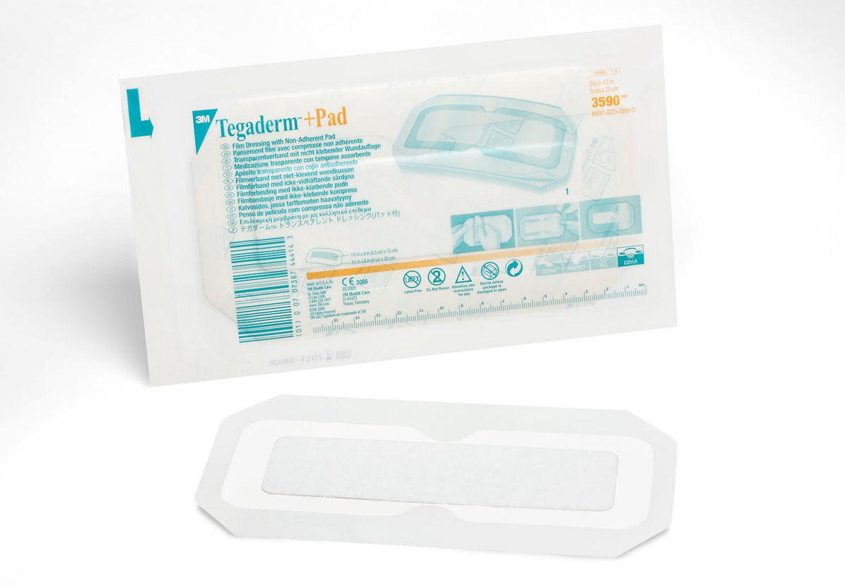 3M Tegaderm Transparent Film Dressing with Pad, 3-1/2 x 8 Inch (Case of 100)