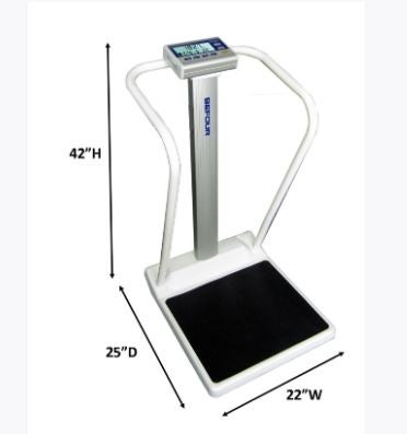 Physician Scale with Handrail Befour Digital Display 1000 lbs. / 454 kg Capacity Silver Battery Operated (Each)
