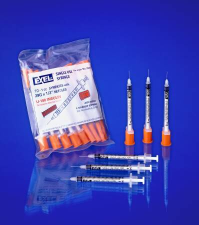 Standard Insulin Syringe with Needle Comfort Point 1 mL 1/2 Inch 28 Gauge NonSafety Regular Wall 