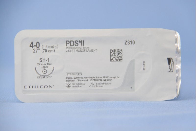 Absorbable Suture with Needle PDS II Polydioxanone SH-1 1/2 Circle Taper Point Needle Size 4-0 Monofilament 