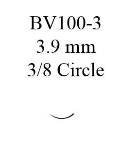 Absorbable Suture with Needle Vicryl Polyglactin 910 BV100-3 3/8 Circle Taper Point Needle Size 9-0 Monofilament (Box of 12)