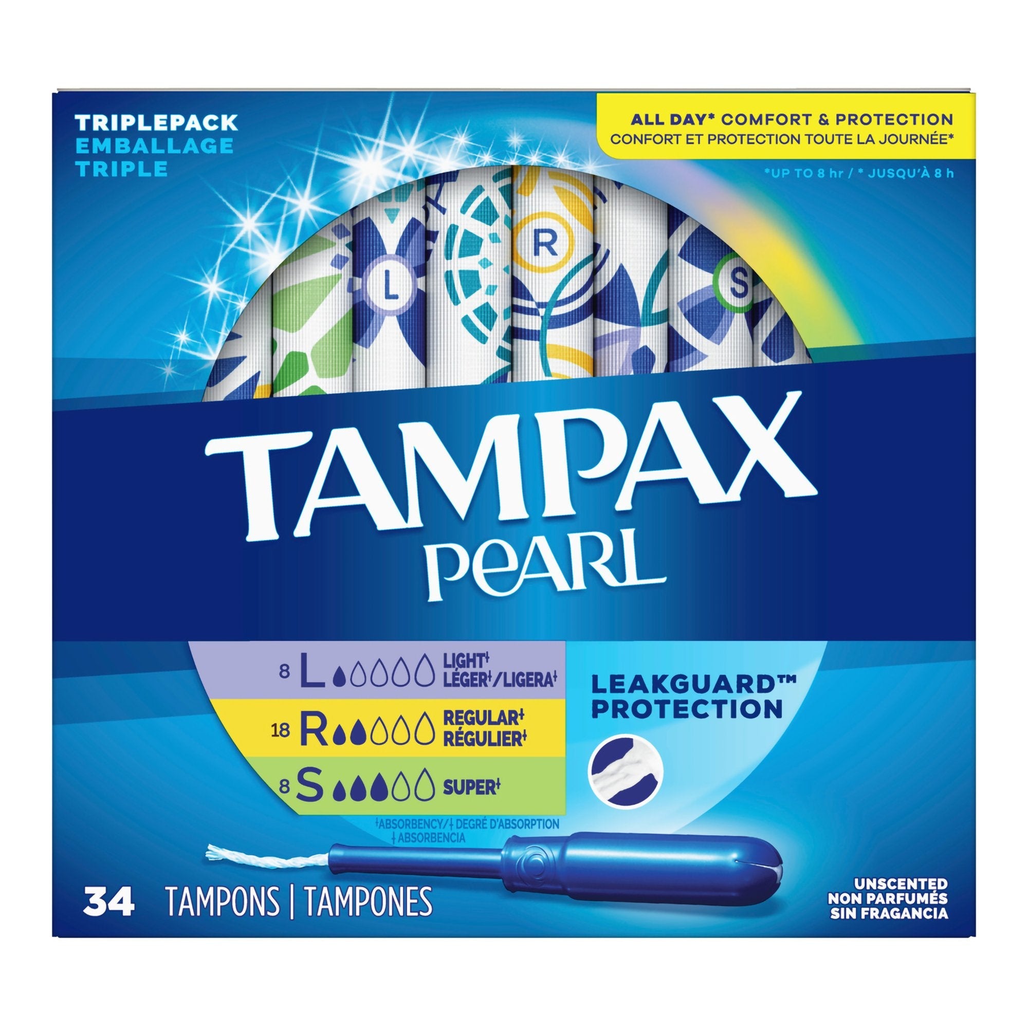 Procter & Gamble Tampax Pearl Tampons Light/Regular/Super Absorbency Unscented 