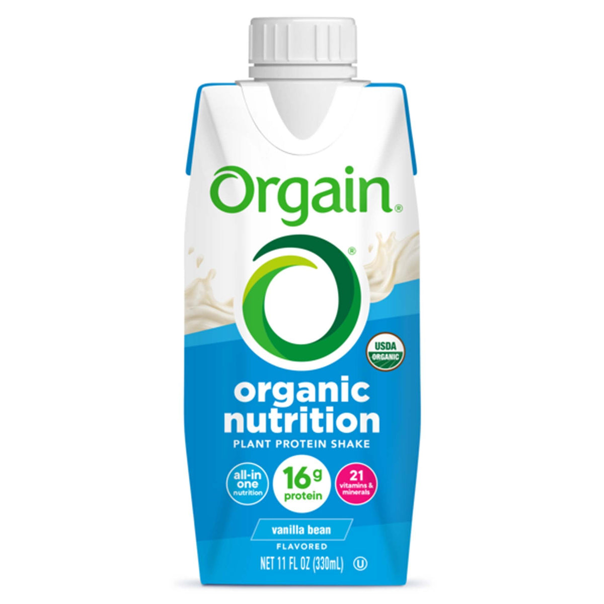 Oral Supplement Orgain Organic Nutrition Vegan Shake Vanilla Bean Flavor Liquid 11 oz. Carton (Case of 12)