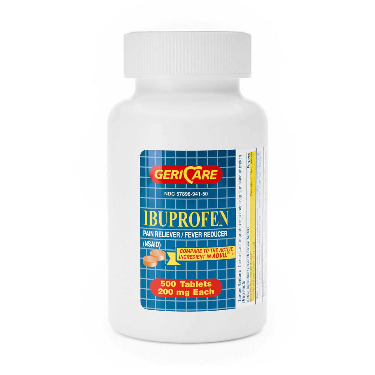 Pain Relief Geri-Care 200 mg Strength Ibuprofen Tablet 500 Per Bottle (Case of 12 Bottles)