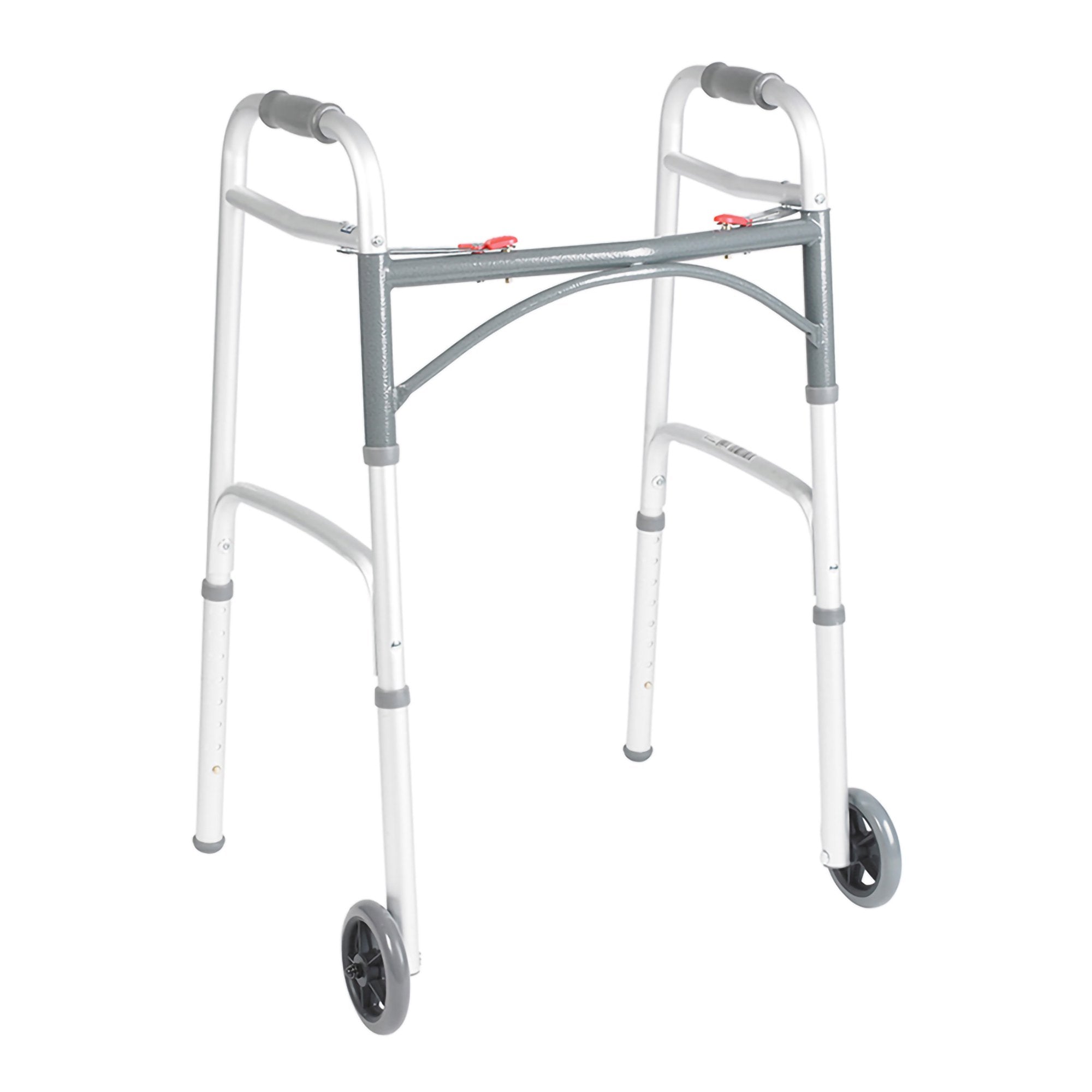 drive Deluxe Aluminum Dual Release Folding Walker, 25 – 32¼ Inch Height (Case of 4)