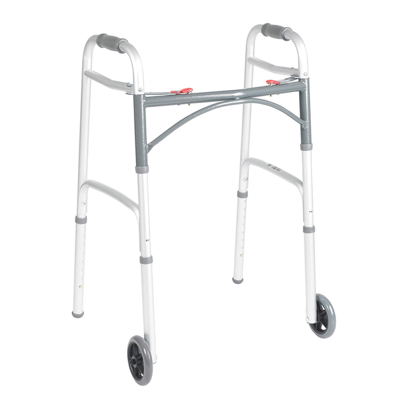 Drive DeVilbiss Healthcare drive Deluxe Aluminum Dual Release Folding Walker, 25 – 32¼ Inch Height (4/CS)