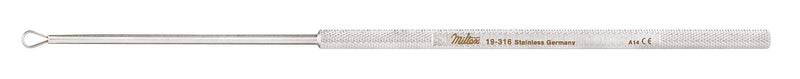 Ear Curette Miltex Billeau 6-1/2 Inch Length Round Knurled Handle Size 2 Tip Flexible Oval Loop Tip 