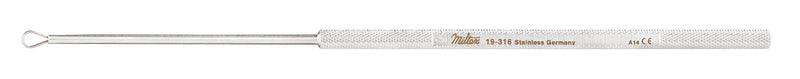 Ear Curette Miltex Billeau 6-1/2 Inch Length Round Knurled Handle Size 2 Tip Flexible Oval Loop Tip (Each)