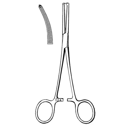 Merit Rochester-Ochsner Forceps - 6-1/2", Curved, Serrated, 1x2 Teeth - 97-512