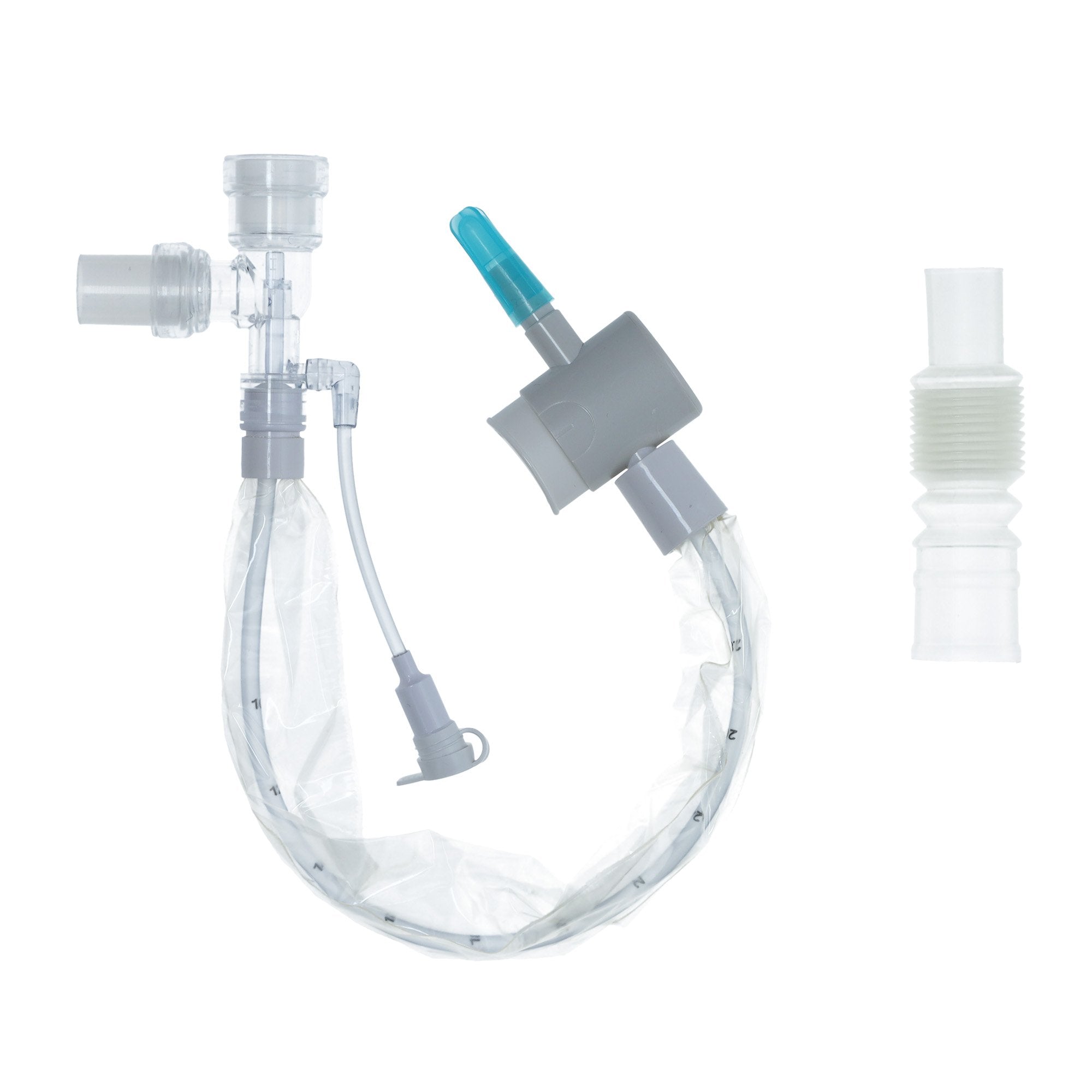 Sun Med Closed Suction Catheter Ballard Trach Care Tracheostomy Type Double Swivel Elbow Style Thumb Valve Vent 12 Fr. Sterile (20/CS) 