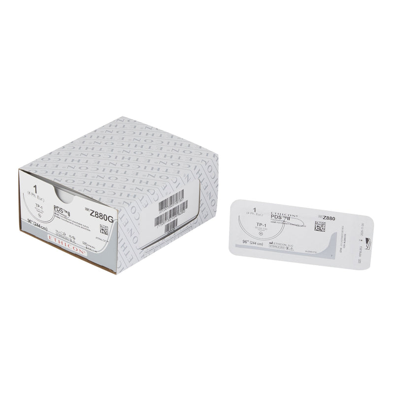 Absorbable Suture with Needle PDS II Polydioxanone TP-1 1/2 Circle Taper Point Needle Size 1 Monofilament 