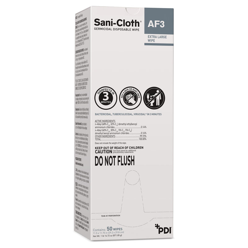 Sani-Cloth AF3 Germicidal Extra Large Disinfectant Wipes, 11.5 x 11.75 Inch (50/BX)