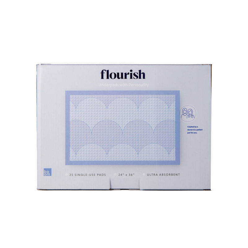 Boom Home Medical Flourish Ultra Absorbent Underpads, Periwinkle (25/BX) 