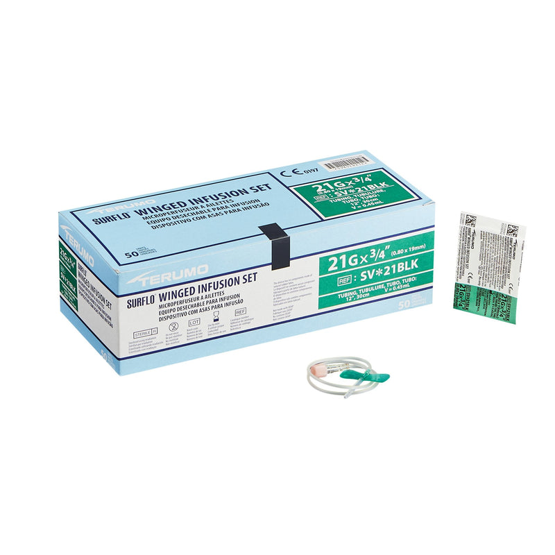 Infusion Set Surflo 21 Gauge 3/4 Inch 12 Inch Tubing Without Port 