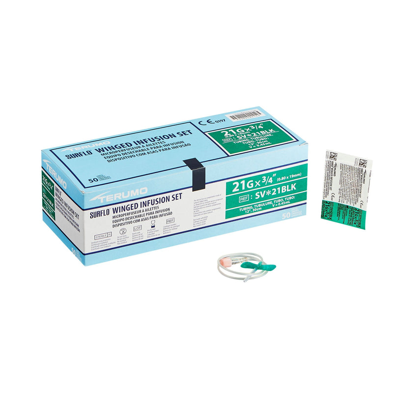 Infusion Set Surflo 21 Gauge 3/4 Inch 12 Inch Tubing Without Port