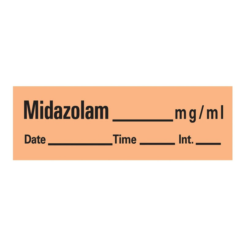 Timemed Anesthesia Label Tape, Midazolam, 1/2 x 1-1/2 Inch (Roll of 333)