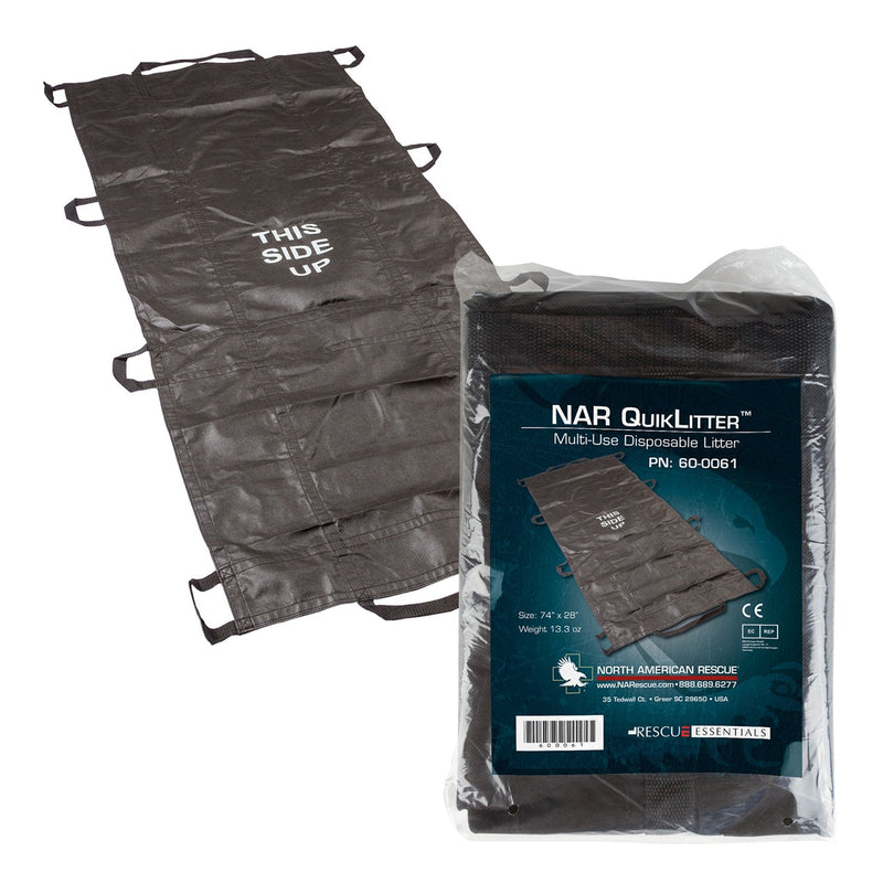 North American Rescue Evacuation Litter NAR ELITE Black 30 X 76 Inch 10 Handles 