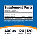 Dietary Supplement nutricost Vitamin B2 Riboflavin Vitamin B2 400 mg Strength Capsule 120 Per Bottle (Case of 1440)
